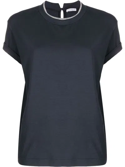 Brunello Cucinelli Women Cotton T-shirt In Blue