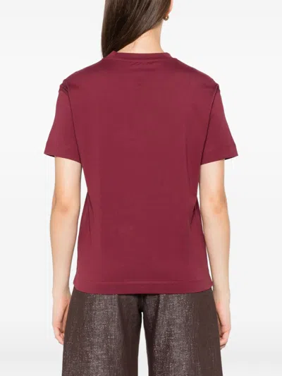 Brunello Cucinelli Crew Neck Cotton T-shirt With Chest Pocket In Red