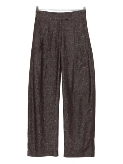 Brunello Cucinelli High Waist Wide Leg Trousers With Metallic Effect