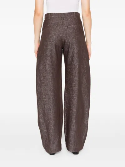 Brunello Cucinelli High Waist Wide Leg Trousers With Metallic Effect