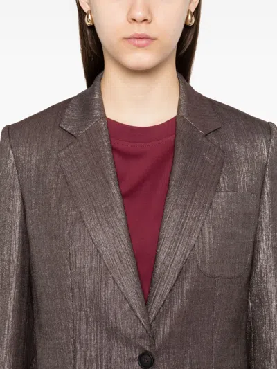 Brunello Cucinelli Metallic Single-breasted Blazer In Silver