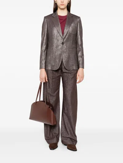 Brunello Cucinelli Metallic Single-breasted Blazer In Silver