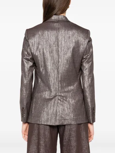 Brunello Cucinelli Metallic Single-breasted Blazer In Silver