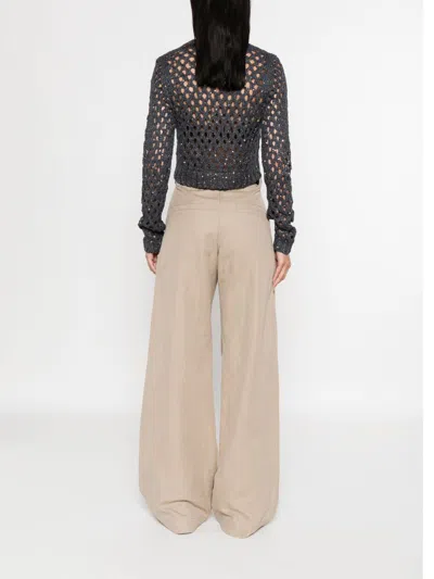 Brunello Cucinelli Women Open-knit Crewneck Sweater In Black