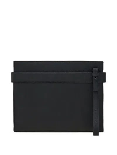 Ferragamo Black Pouch With Gancini Buckles