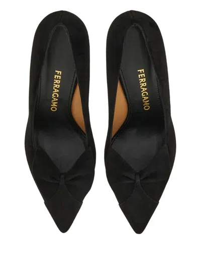 Ferragamo Bow Goat Black Pump