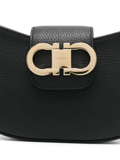 Ferragamo Gabry Black Calf Leather Shoulder Bag