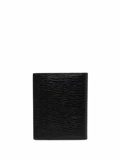 Ferragamo Gancini Bi Fold Black Wallet In Black