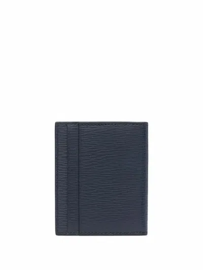 Ferragamo Gancini Bi Fold Deep Oceano Wallet In Blue