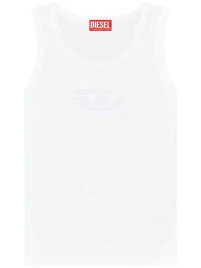 Diesel 't-lins' White Top With Oval D Logo On The Front