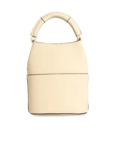 Furla Cream Leather Sfera Mini Bucket Bag In Nude