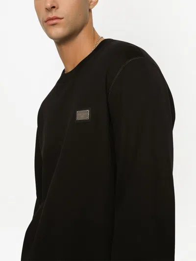 Dolce & Gabbana Sweatshirt With Logo Plaque In Black