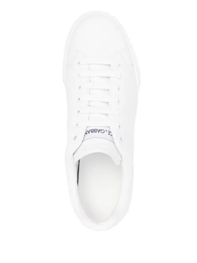 Dolce & Gabbana Men Portofino Leather Sneakers In White