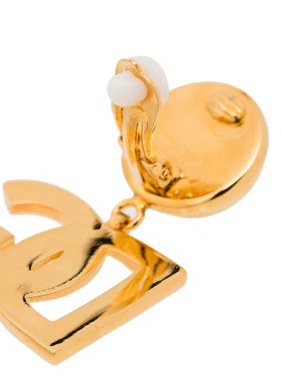 Dolce & Gabbana Dg Logo Drop Pendant Necklace In Gold