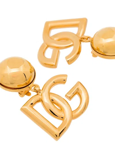 Dolce & Gabbana Dg Logo Drop Pendant Necklace In Gold
