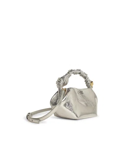 Ganni Bou Mini Bag In Silver Leather Blend