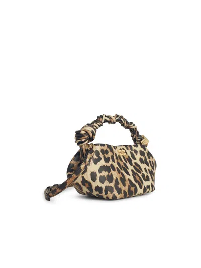 Ganni Womens Bou Leopard-print Recycled-leather Top Handle Bag In Animal Print