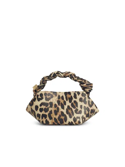 Ganni Womens Bou Leopard-print Recycled-leather Top Handle Bag In Animal Print