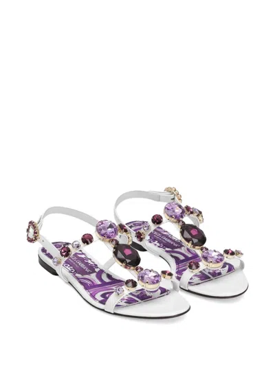 Dolce & Gabbana Embellished Leather Thong Sandals