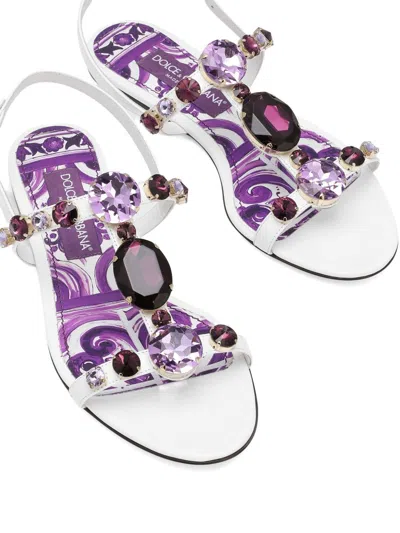 Dolce & Gabbana Embellished Leather Thong Sandals