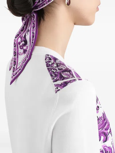 Dolce & Gabbana Women Maiolica Print Silk Cardigan In Purple
