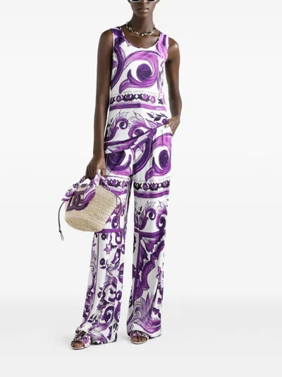 Dolce & Gabbana Women Maiolica Print Tank Top In Purple