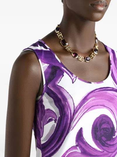 Dolce & Gabbana Women Maiolica Print Tank Top In Purple