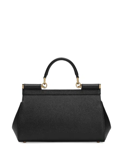 Dolce & Gabbana Sicily Medium Leather Handbag In Black