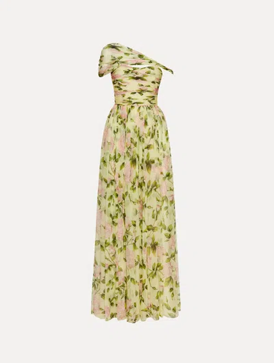 Oscar De La Renta English Rose Silk Chiffon Gown