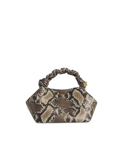 Ganni Bou Small Python-effect Leather Top Handle Bag In Multi