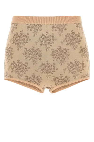 Fendi Viscose Shorts With Embroidered Floral Pattern