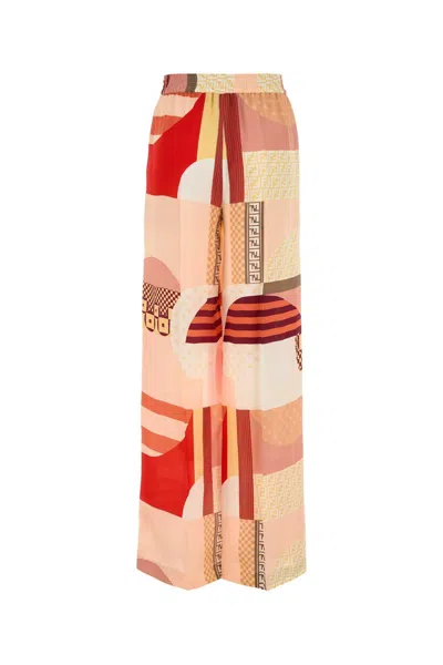 Fendi Women Printed Crepe Pyjama Pant In Multi