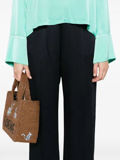 Forte Forte Dark Blue Straight Leg Trousers In Black