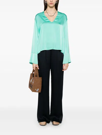 Forte Forte Dark Blue Straight Leg Trousers In Black