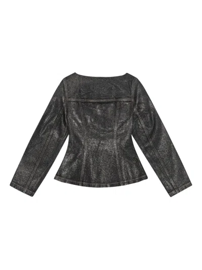 Ganni Peplum Waist Denim Cotton Blazer Jacket