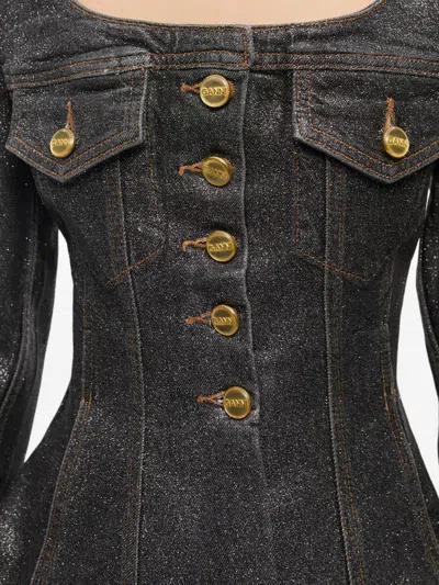 Ganni Peplum Waist Denim Cotton Blazer Jacket