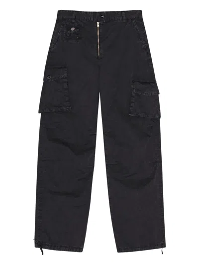 Ganni Women Organic Cotton Cargo Trousers In Black