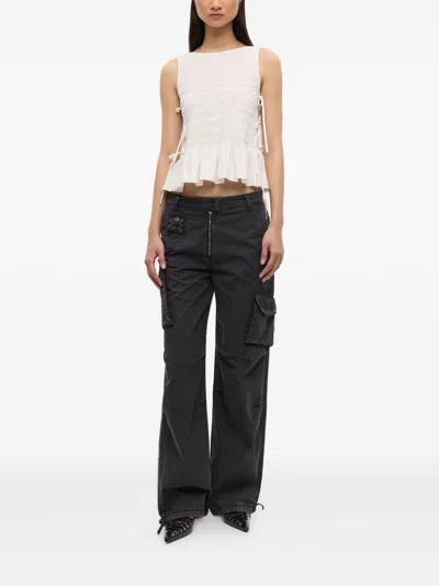 Ganni Women Organic Cotton Cargo Trousers In Black