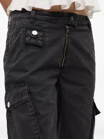 Ganni Women Organic Cotton Cargo Trousers In Black