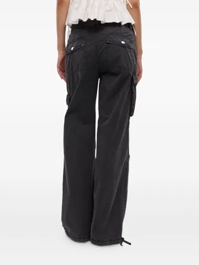 Ganni Women Organic Cotton Cargo Trousers In Black