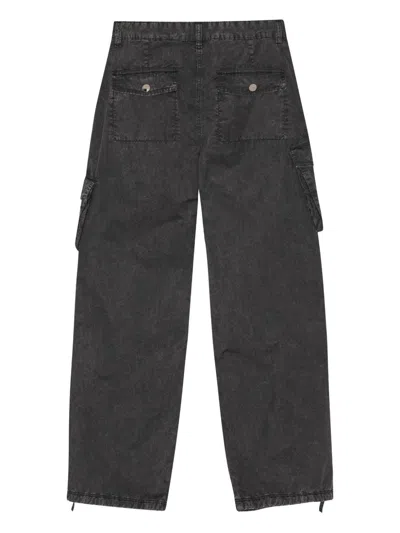 Ganni Women Organic Cotton Cargo Trousers In Black