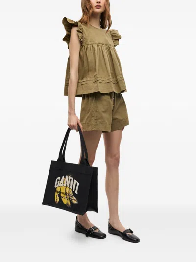 Ganni Women Organic Cotton Large Tote Bag