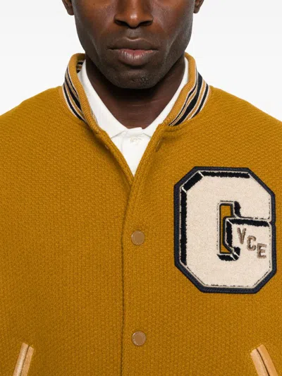 Golden Goose Wool And Leather Bomber Jacket In Orange