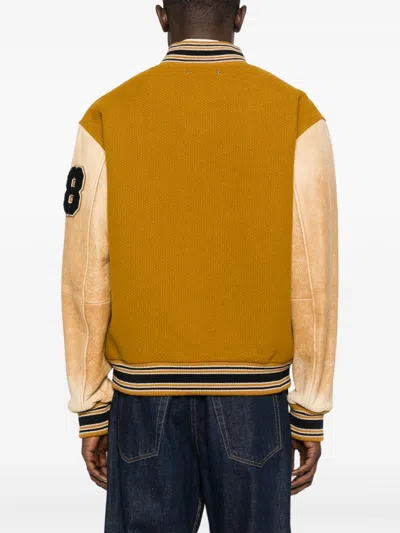 Golden Goose Wool And Leather Bomber Jacket In Orange