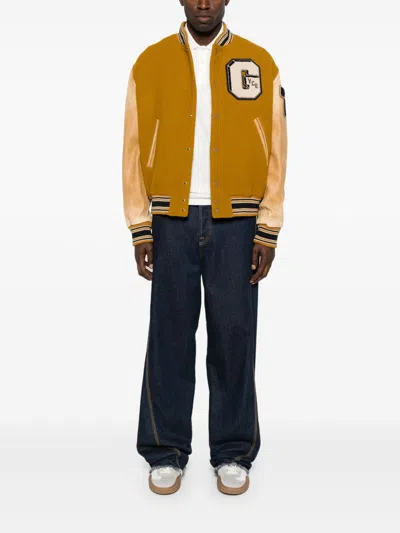 Golden Goose Wool And Leather Bomber Jacket In Orange