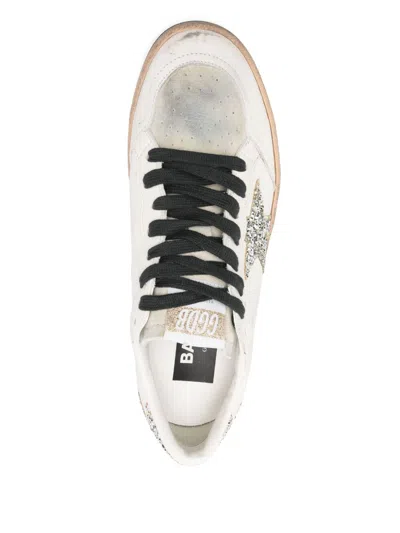 Golden Goose Ball Star Sneakers In Vintage Effect Leather And Suede With Glittered Star And Heel Tab
