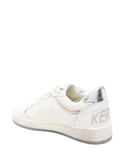 Golden Goose Ball Star Sneakers In Vintage Effect Leather With Silver Star And Heel Tab Shoes