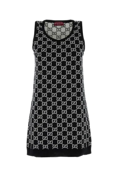 Gucci Women Embroidered Stretch Wool Blend Mini Dress In Multi