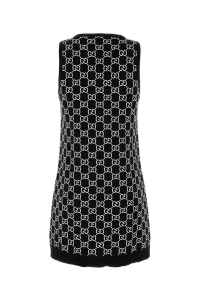 Gucci Women Embroidered Stretch Wool Blend Mini Dress In Multi