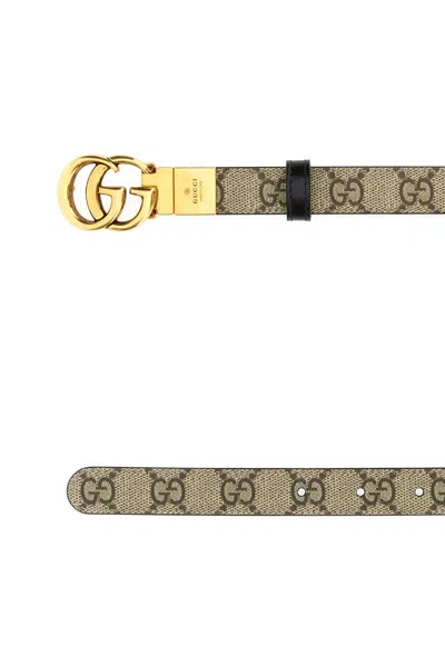 Gucci Women Gg Supreme Fabric Gg Marmont Reversible Belt